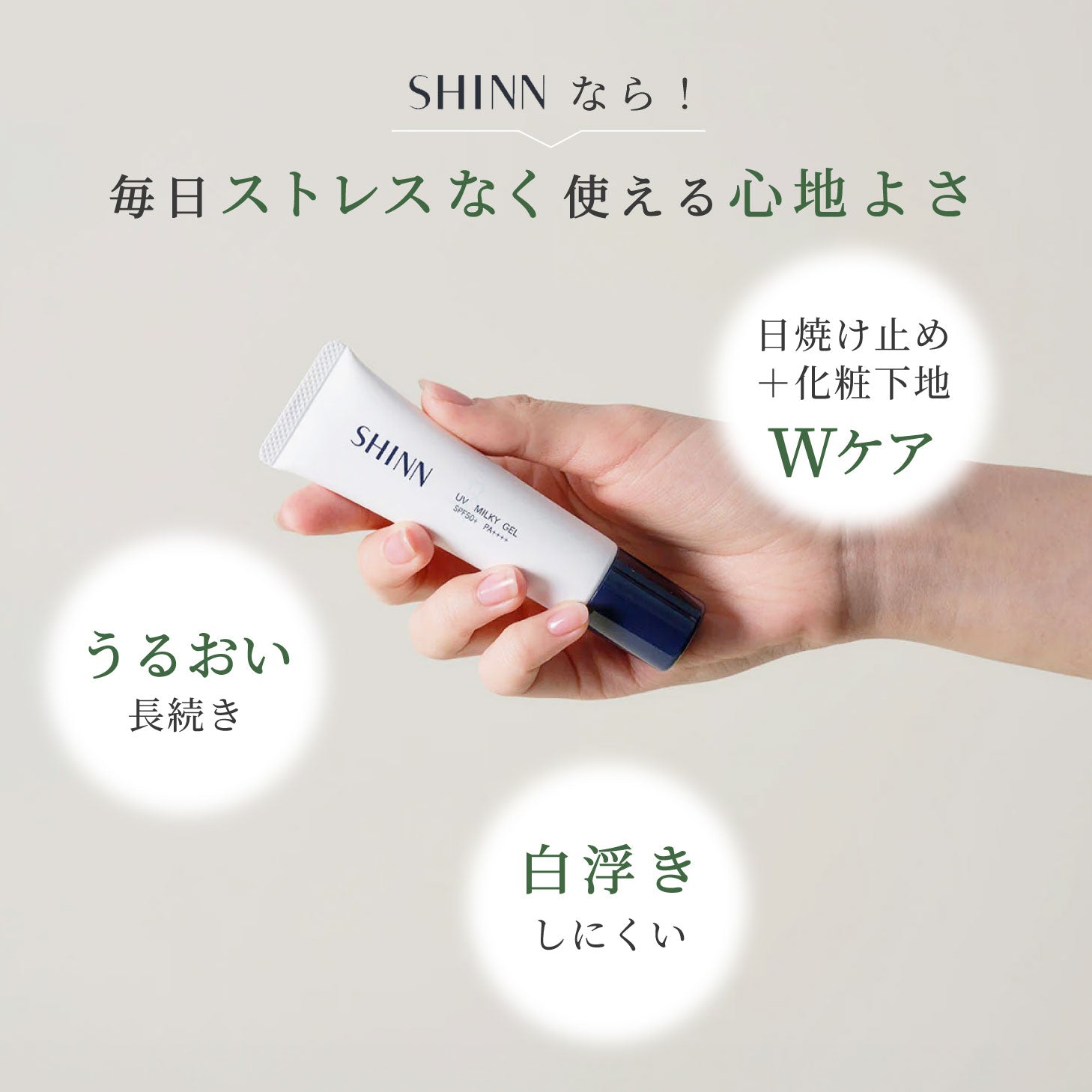 SHINN 日焼け止め UV SPF50+ PA++++ ミルキージェル 30g