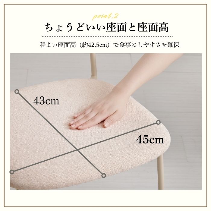 Pastel パステル ダイニングチェア 2脚セット 幅45cm