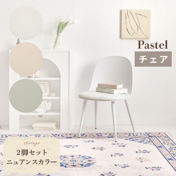 Pastel パステル ダイニングチェア 2脚セット 幅44.5cm